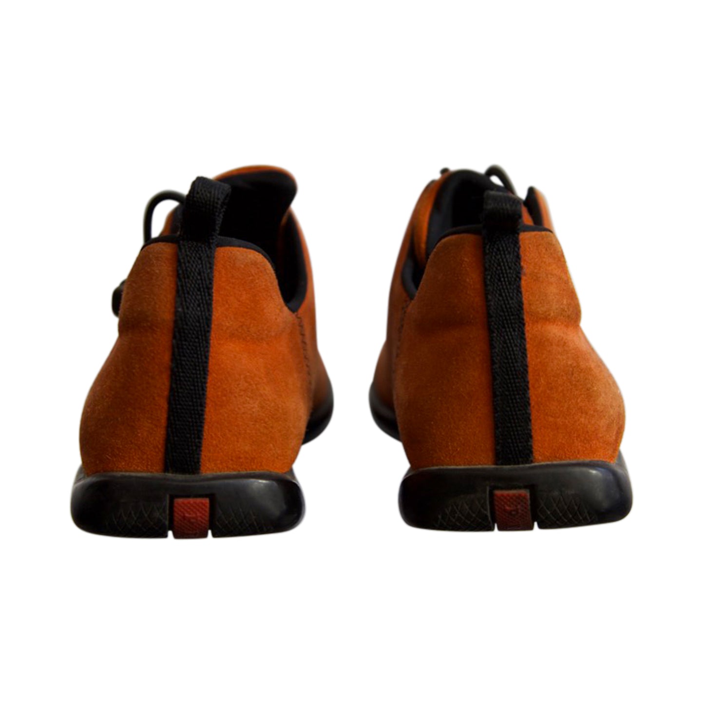 00s Prada Suede Orange Square Foot Trainers