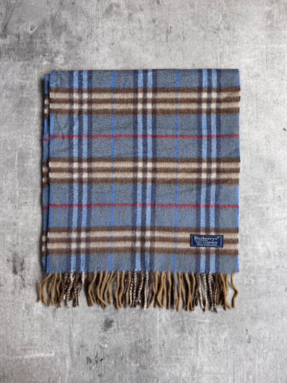 Burberry Blue Nova Check 100% Cashmere Scarf