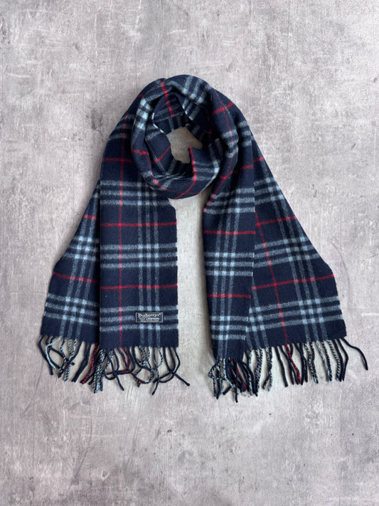 Burberry Classic Navy Nova Check 100% Lambswool Scarf