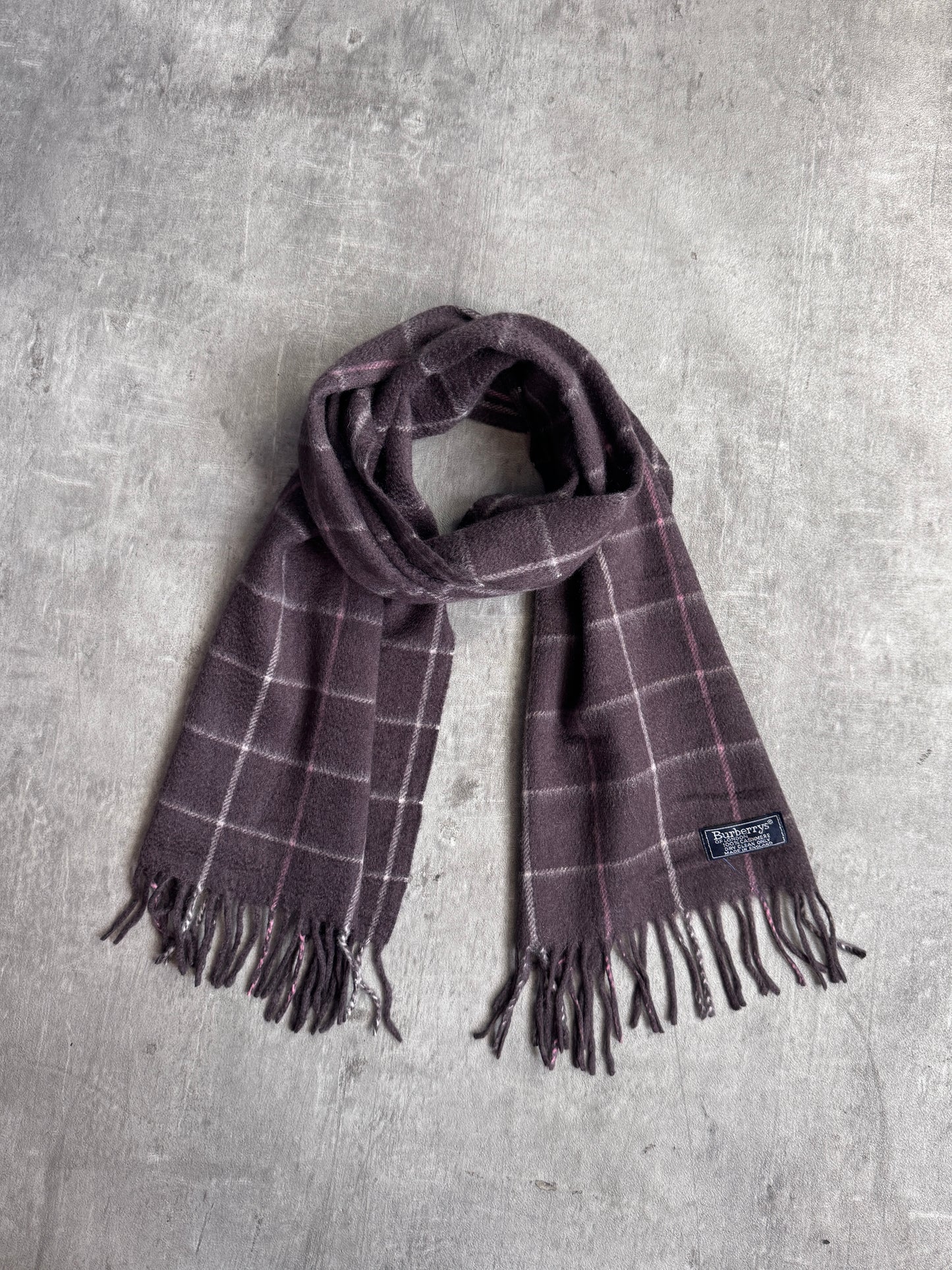 Burberry Brown Check 100% Cashmere Scarf