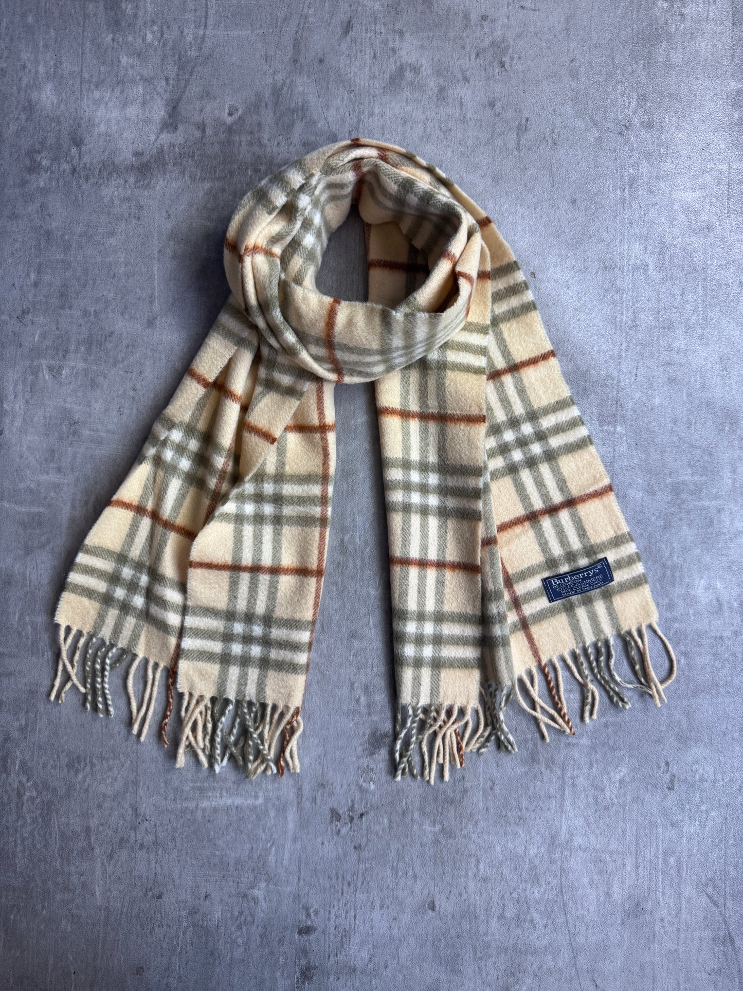 Burberry Yellow Nova Check 100% Cashmere Scarf