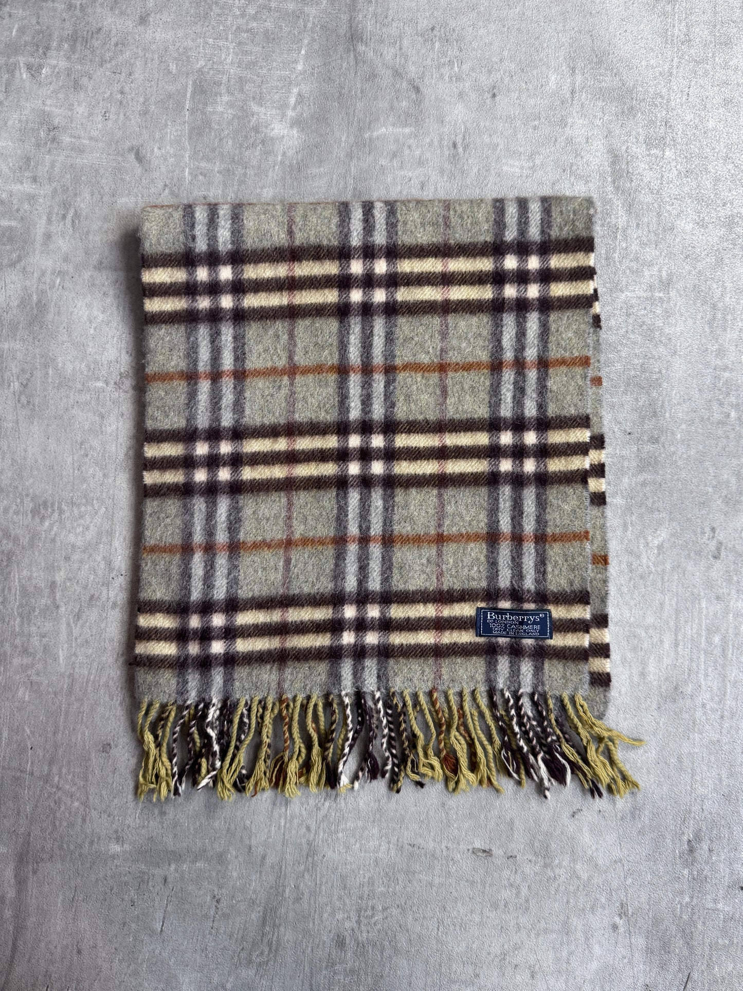 Burberry Nova Check Grey/Green 100% Cashmere Scarf
