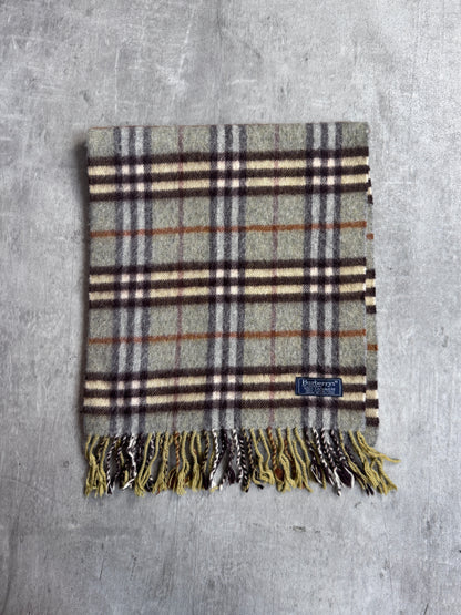 Burberry Nova Check Grey/Green 100% Cashmere Scarf