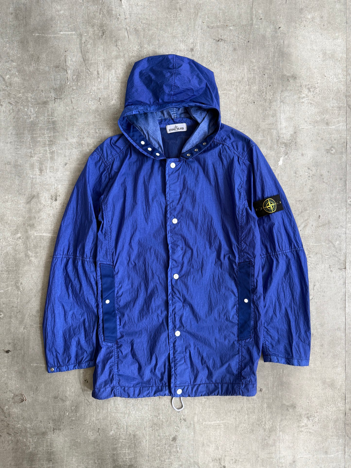 2010's Stone Island Crinkle Nylon Garment Dyed Hooded Jacket