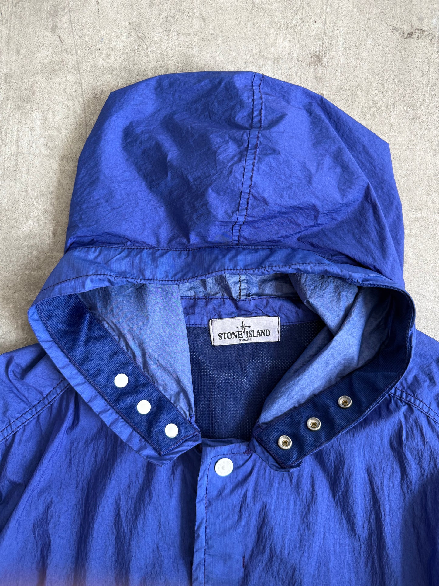 2010's Stone Island Crinkle Nylon Garment Dyed Hooded Jacket