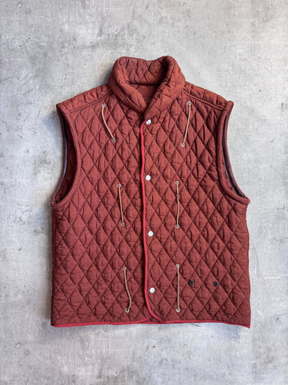 1980s Stone Island Burnt Orange Quilted Rope Vest