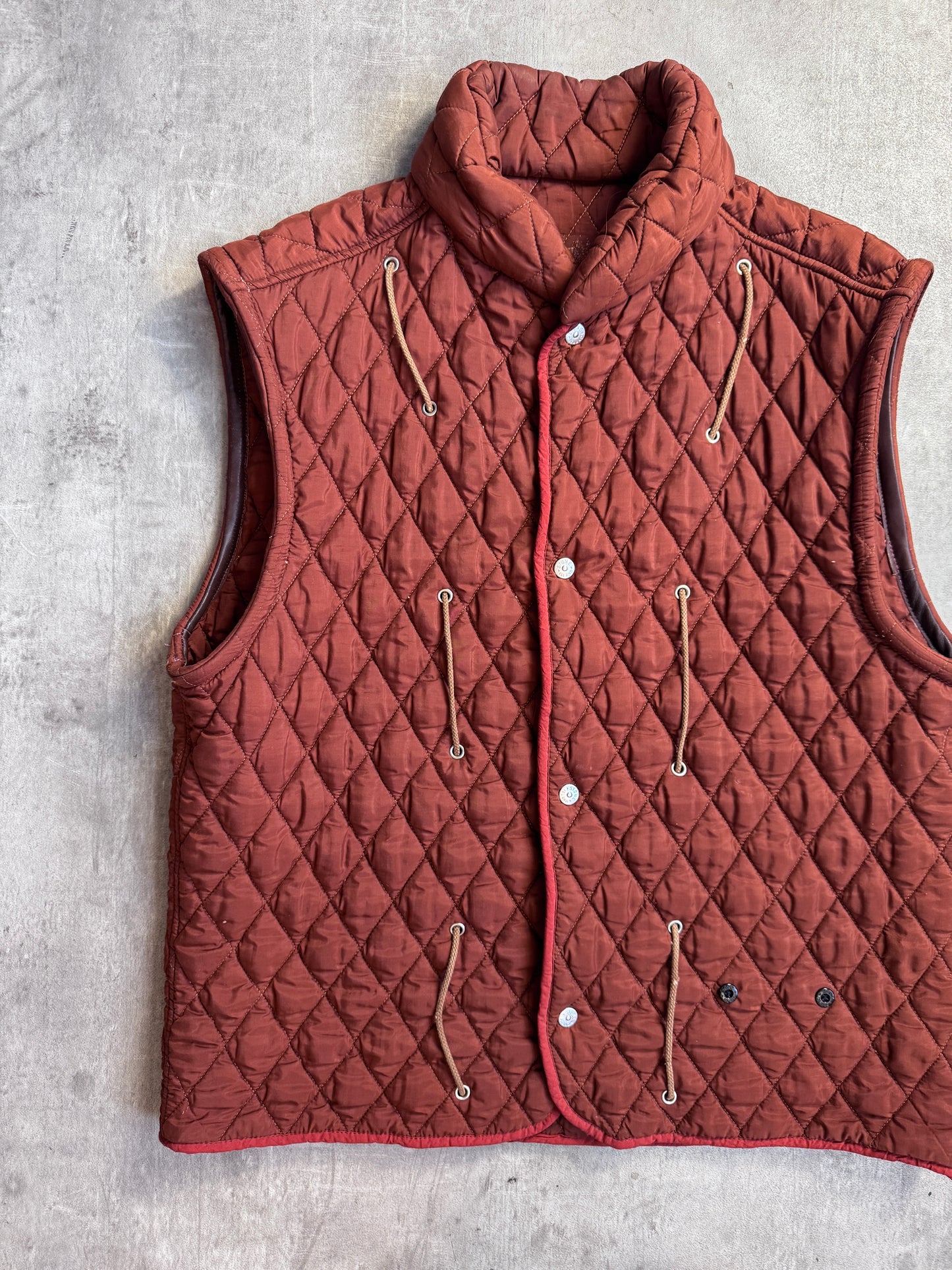 1980s Stone Island Burnt Orange Quilted Rope Vest
