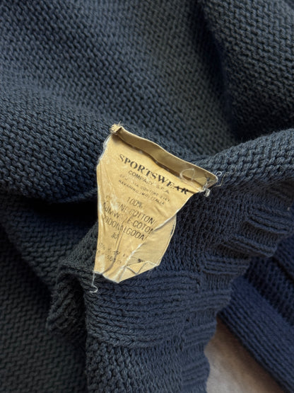 S/S 2003 Stone Island Washed Petrol Blue Zip Knit Sweater