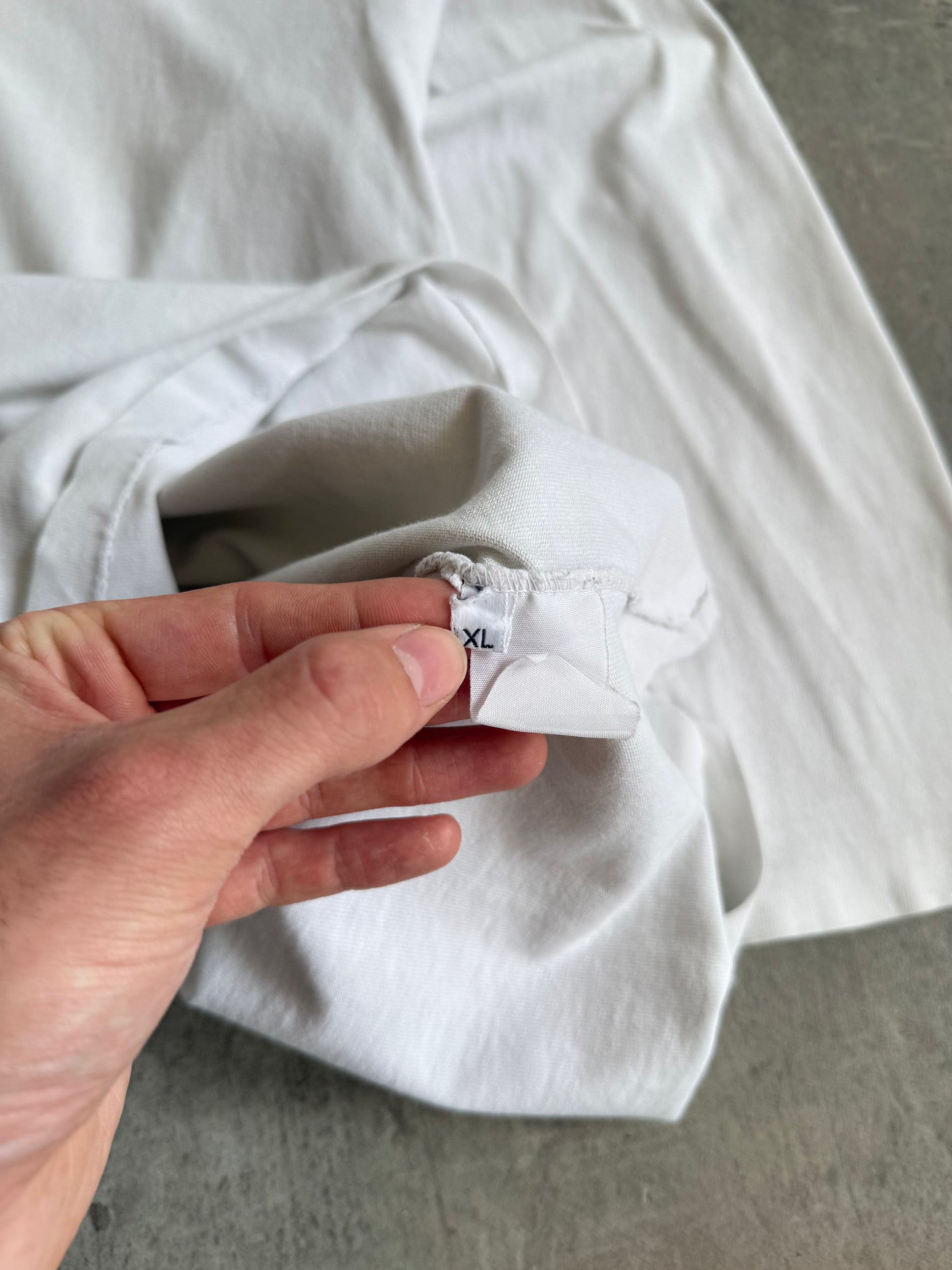 1990's Stone Island White LS Embroidered Spellout Tee