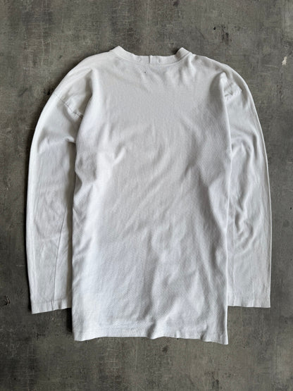 1990's Stone Island White LS Embroidered Spellout Tee