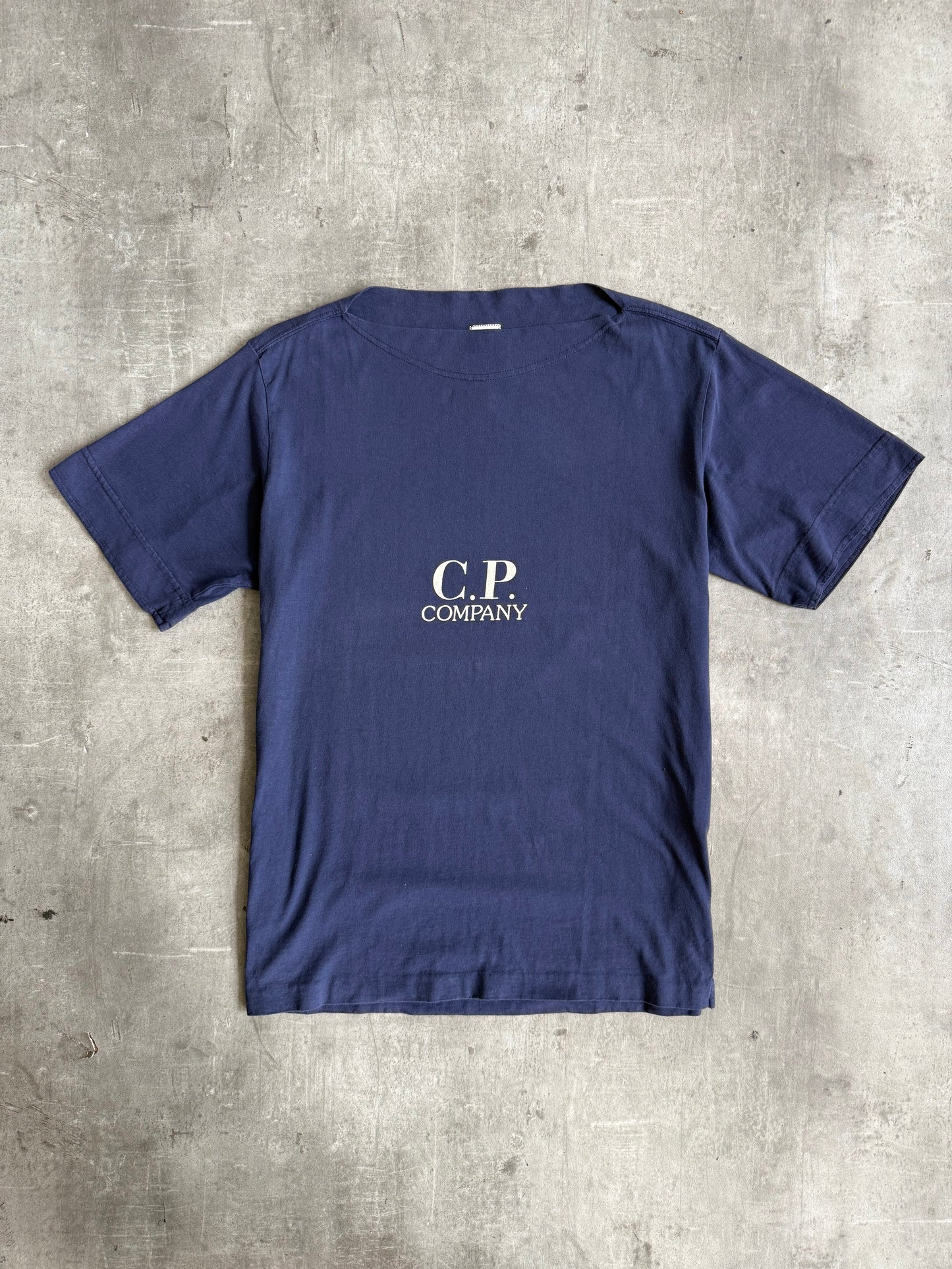 S/S 1995 C.P. Company Boat Neck Navy Graphic Tee