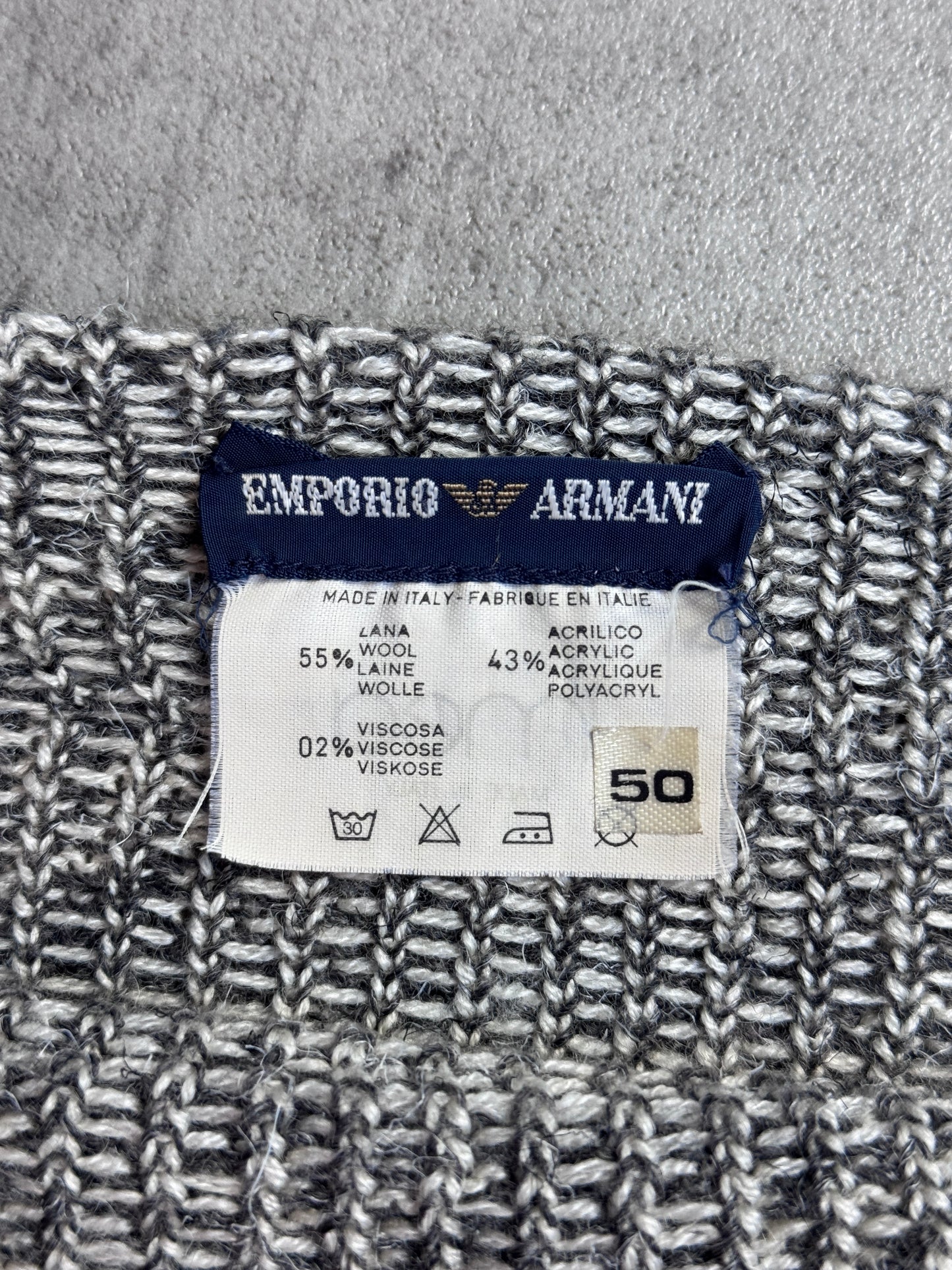 1980s Emporio Armani Patterned Intarsia Wool Knit Multi Sweater