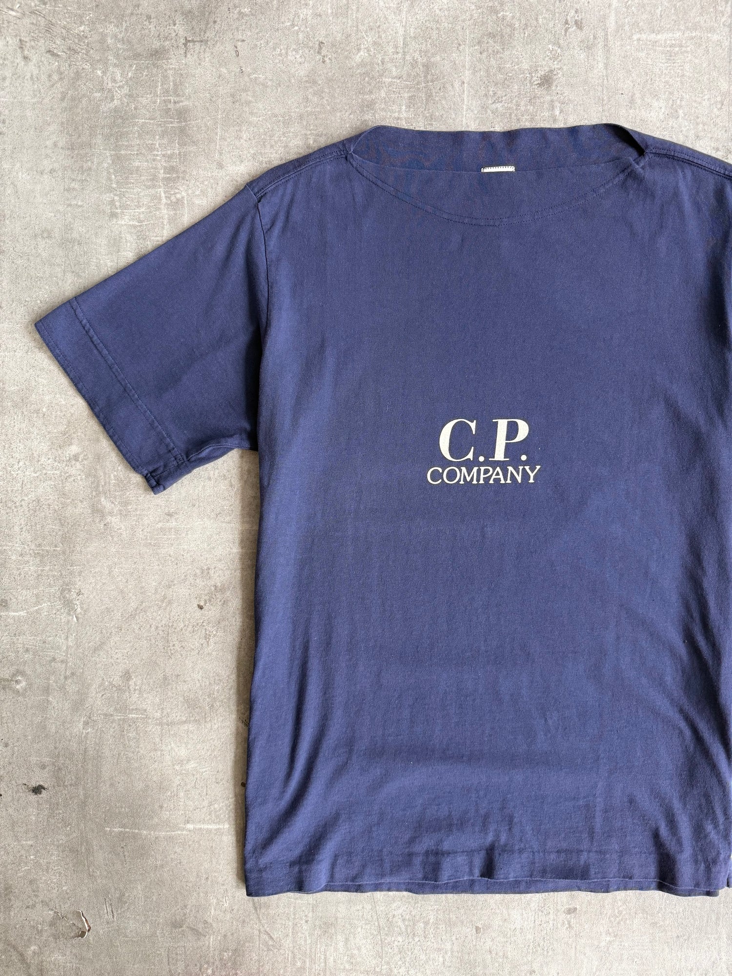 S/S 1995 C.P. Company Boat Neck Navy Graphic Tee