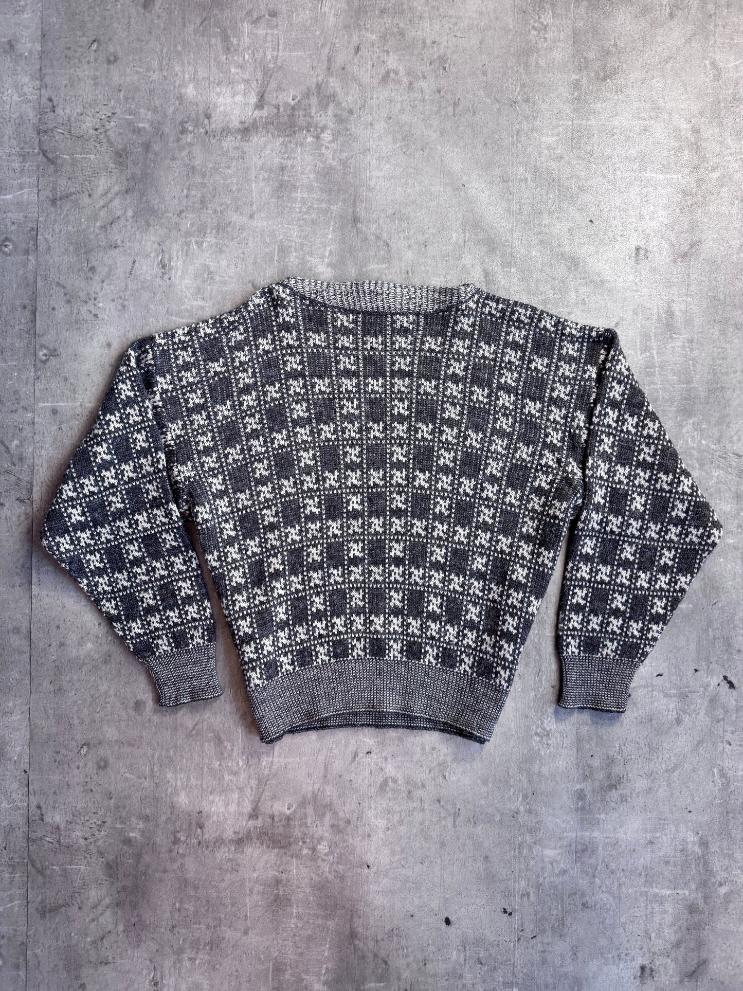1980s Emporio Armani Patterned Intarsia Wool Knit Multi Sweater