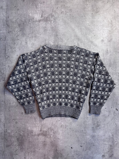 1980s Emporio Armani Patterned Intarsia Wool Knit Multi Sweater