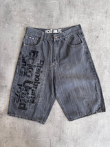 Ecko Unlimited Grey Embroidered Layered Spellout Jorts