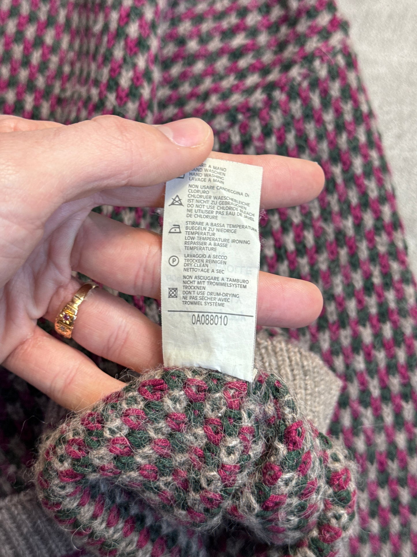 1980s C.P. Company Multi Intarsia Wool Rollneck Knit Sweater