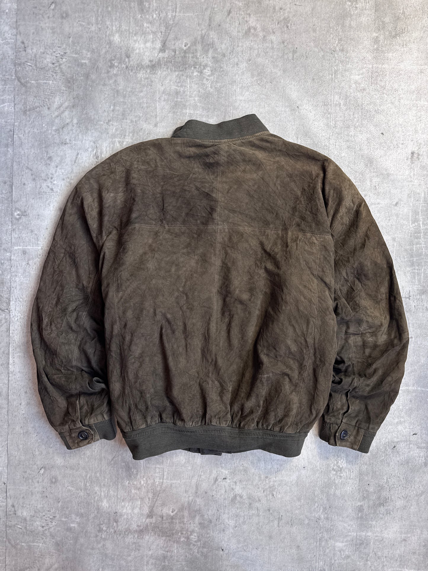 Burberry Olive Velour Button Down Bomber Jacket