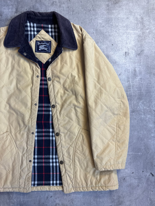Burberry Pale Yellow Quilted Nova Lined Coat