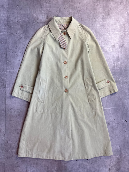 80s Christian Dior Pale Green Herringbone Lined Coat