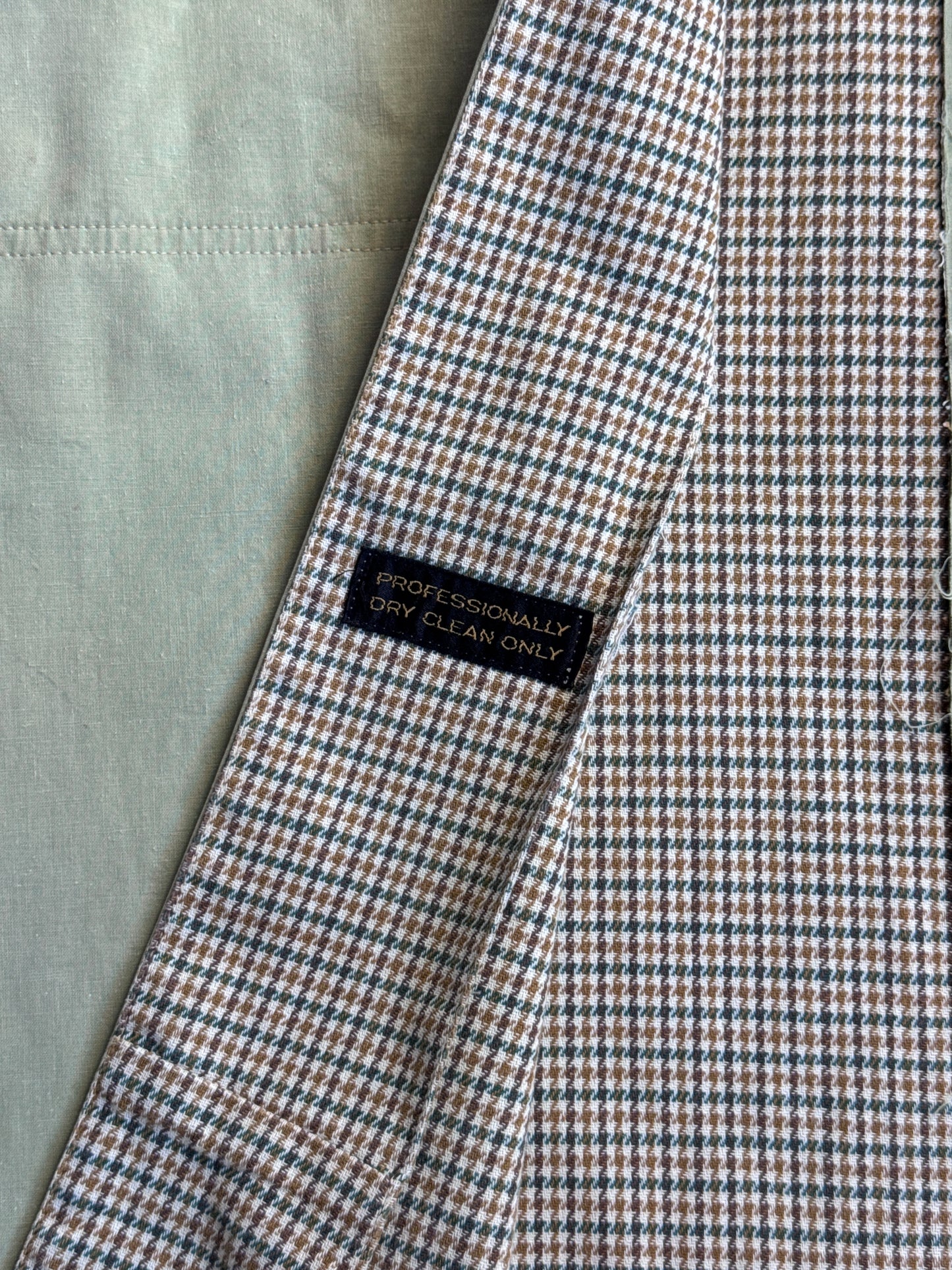 80s Christian Dior Pale Green Herringbone Lined Coat