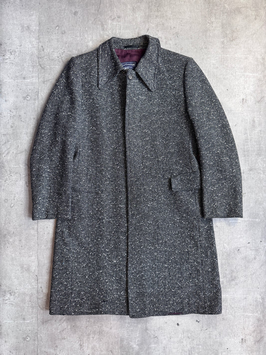 Burberry Grey Wool Polka Pattern Overcoat
