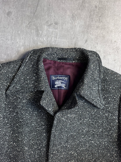 Burberry Grey Wool Polka Pattern Overcoat