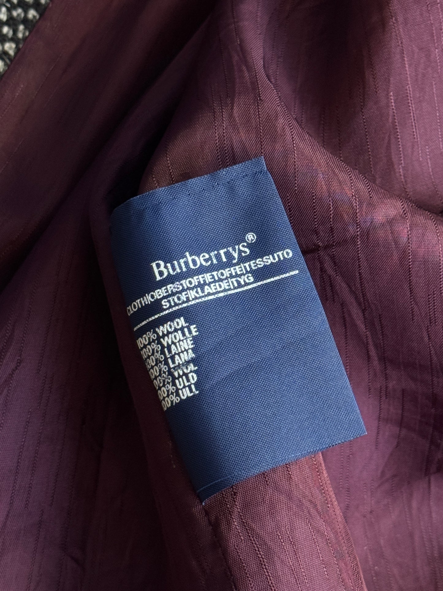 Burberry Grey Wool Polka Pattern Overcoat