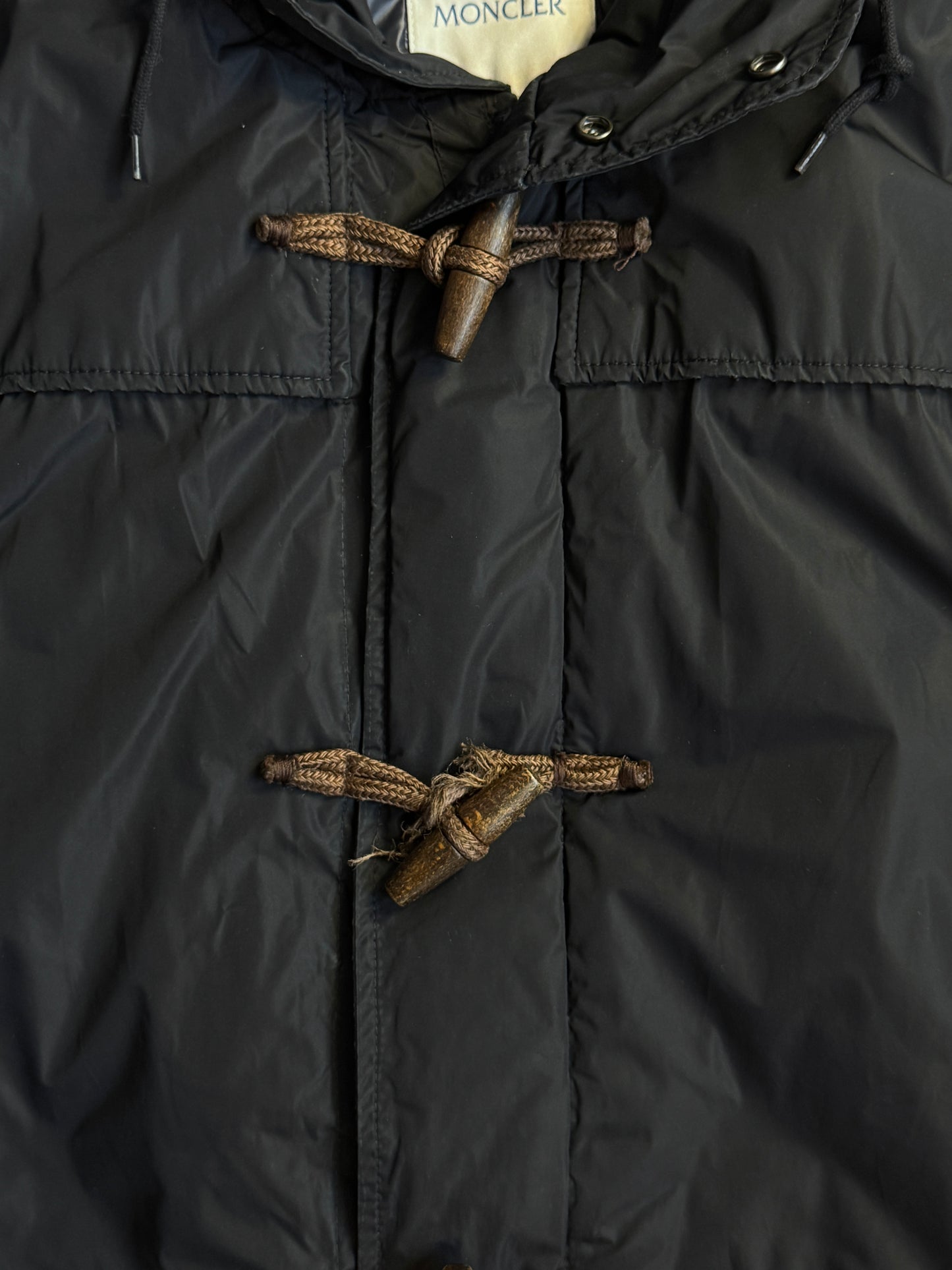 Moncler Black Hook Fastening Puffer Coat