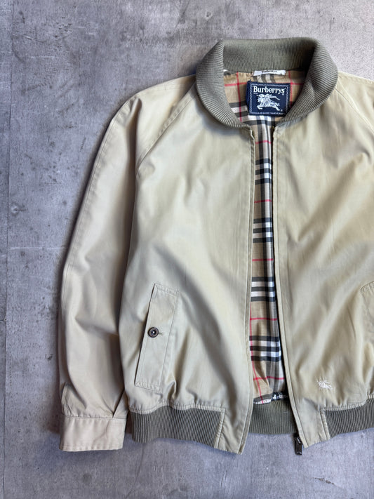Burberry Beige Cotton Roll Collar Bomber Jacket