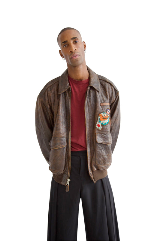 Avirex A-2 'China Doll' Distressed Leather Jacket