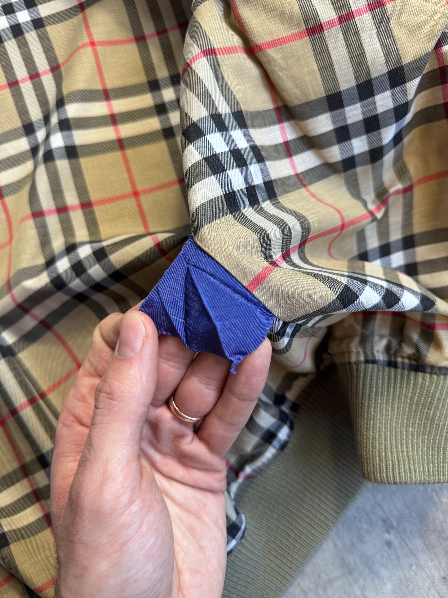 Burberry Beige Cotton Roll Collar Bomber Jacket