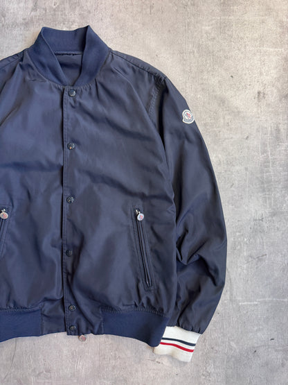 Moncler Navy Nylon Cuffed Bomber Jacket