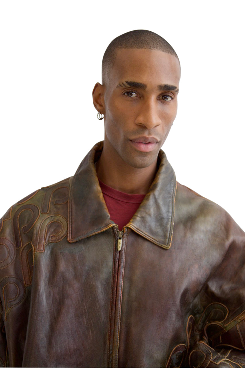 Pelle Pelle Embroidered Distressed Leather Jacket
