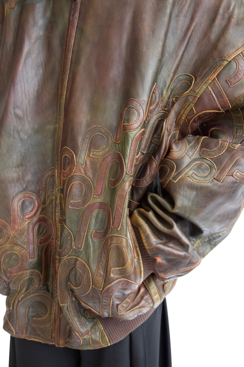 Pelle Pelle Embroidered Distressed Leather Jacket