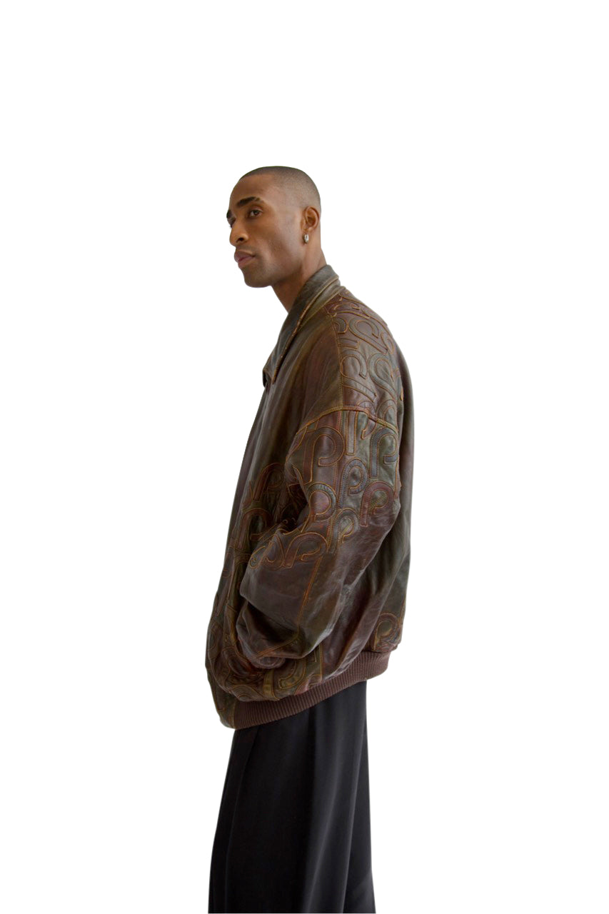 Pelle Pelle Embroidered Distressed Leather Jacket