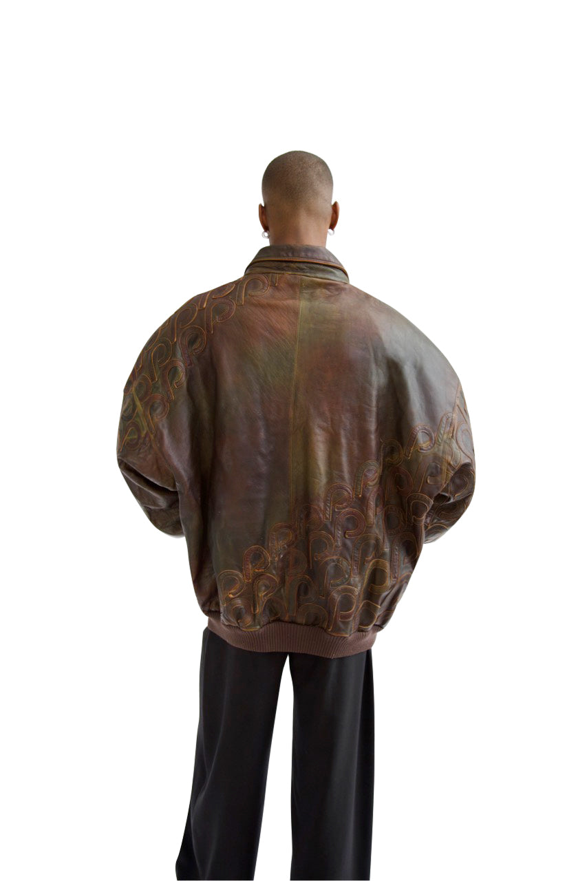Pelle Pelle Embroidered Distressed Leather Jacket