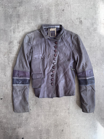 Marithe Francois Girbaud Button Up Leather Jacket
