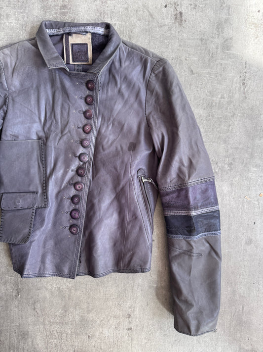 Marithe Francois Girbaud Button Up Leather Jacket