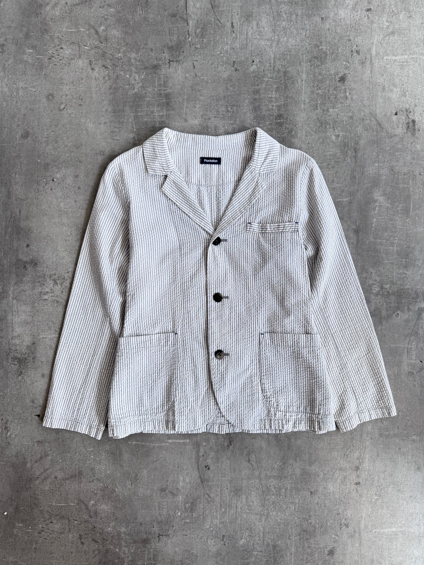 Issey Miyake Plantation Textured Stripe Chore Jacket