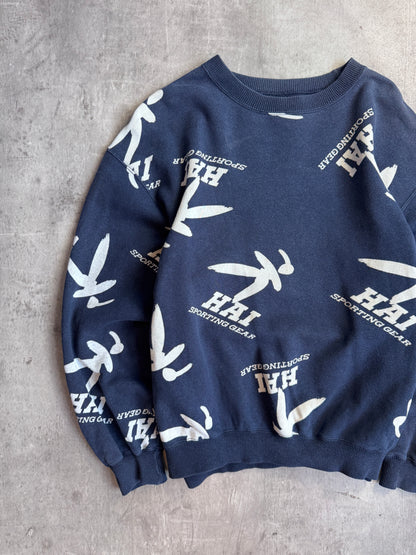 Issey Miyake Hai Navy Repeat Logo Sweatshirt