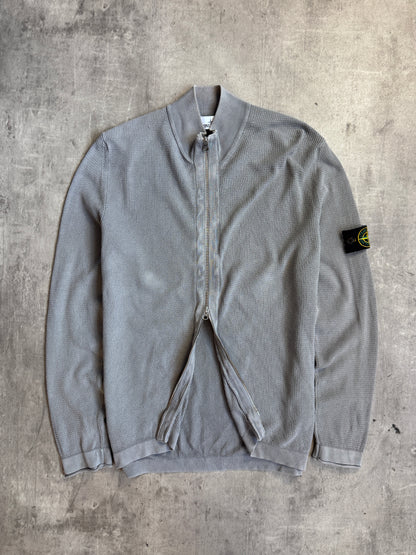 S/S 2017 Stone Island Grey Waffle Knit Zip Sweatshirt