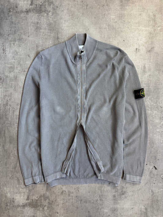 S/S 2017 Stone Island Grey Waffle Knit Zip Sweatshirt
