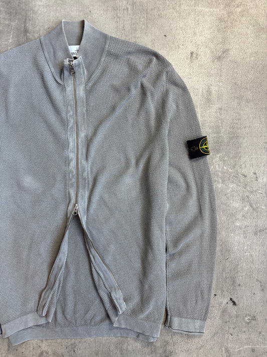 S/S 2017 Stone Island Grey Waffle Knit Zip Sweatshirt