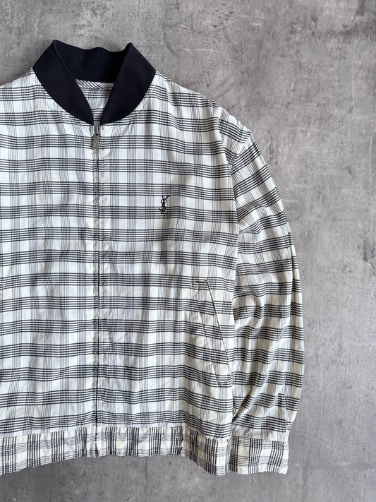 YSL Plaid Lightweight Bomber Jacket