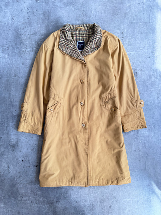 Christian Dior Mustard Herringbone Lined Overcoat