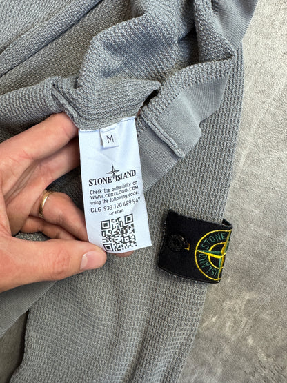 S/S 2017 Stone Island Grey Waffle Knit Zip Sweatshirt