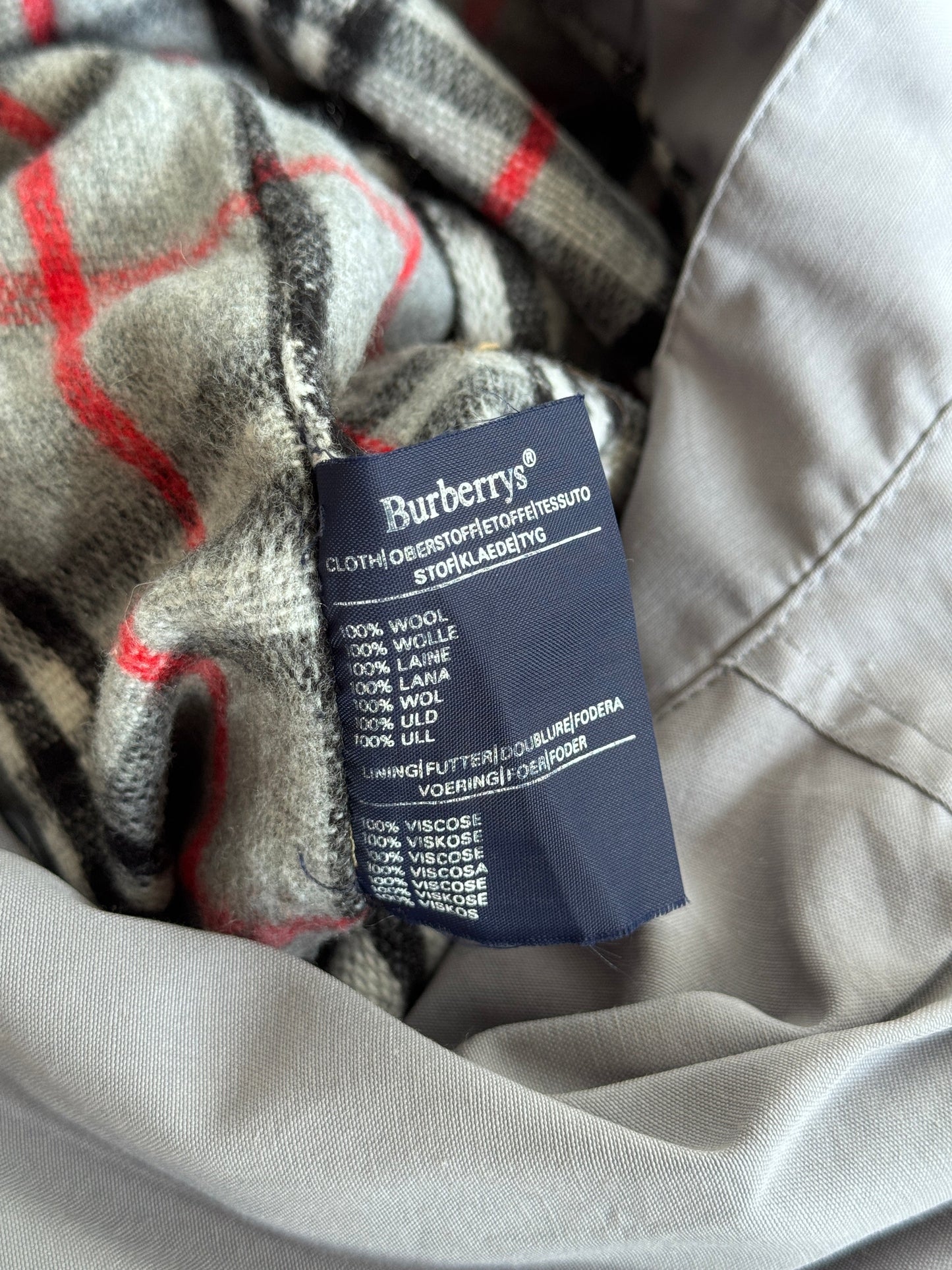 1990s Burberry's Top Pleat Grey Wool Nova Lined Overcoat