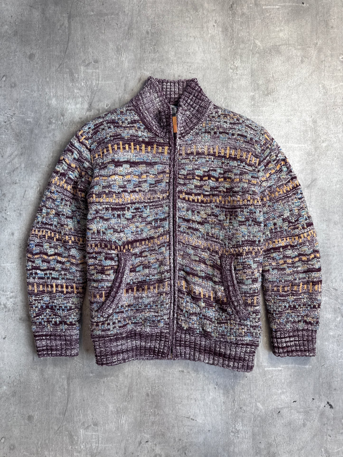 Missoni Multi Patterned Quilted Knit Sweater Jacket