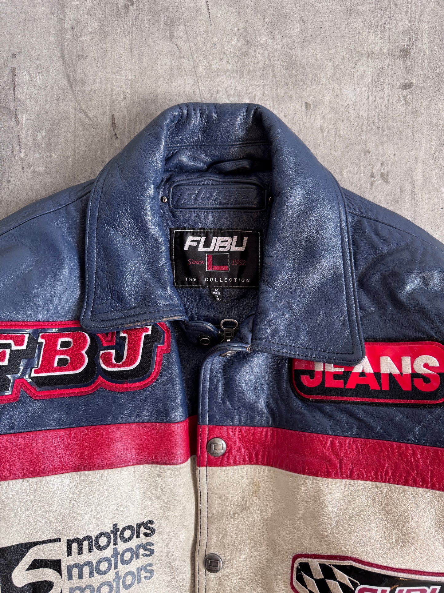 Fubu Jeans Oversized Leather Racing Jacket